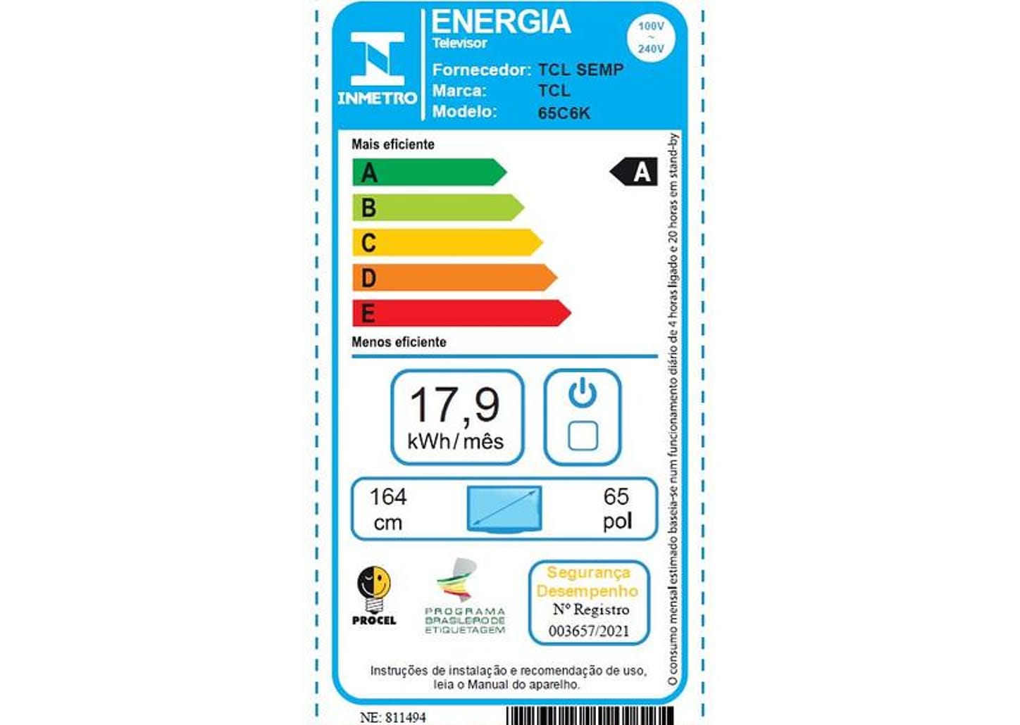 Smart TV 65" TCL 4K UHD MiniLED 565C6K 120Hz Google TV AiPQ Google Assistente 4 HDMI 2 USB