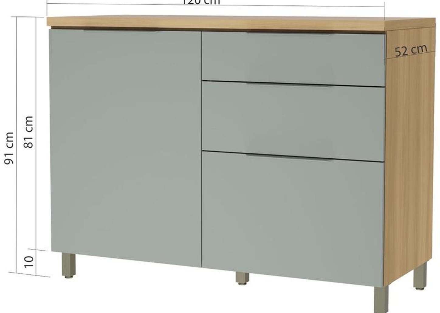 Balcão de Cozinha Nesher 100% MDF 1 Porta 3 Gavetas Marquesa