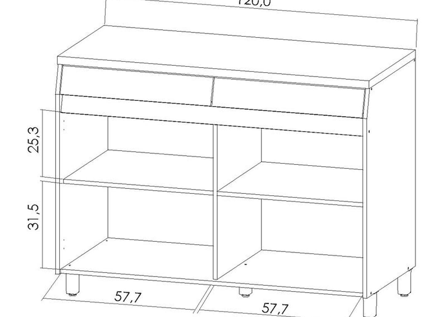 Balcão de Cozinha Nesher 100% MDF 2 Portas 2 Gavetas Simone Mendes