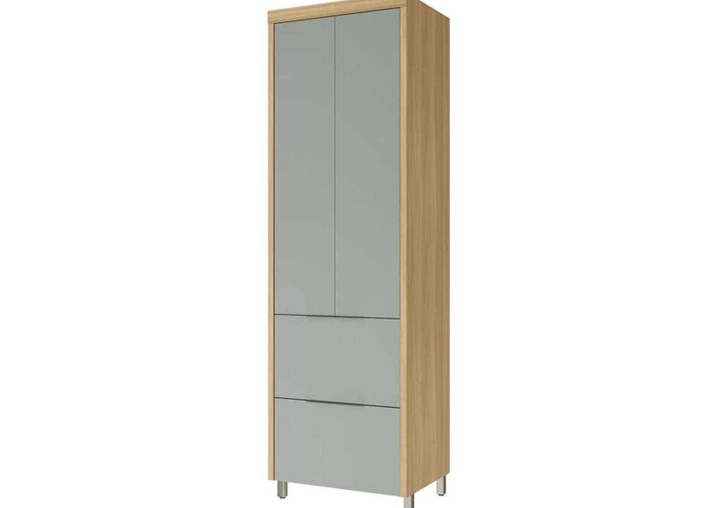 Paneleiro Duplo 2 Portas 2 Gavetões Nesher Marquesa Amadeirado Nature e Verde