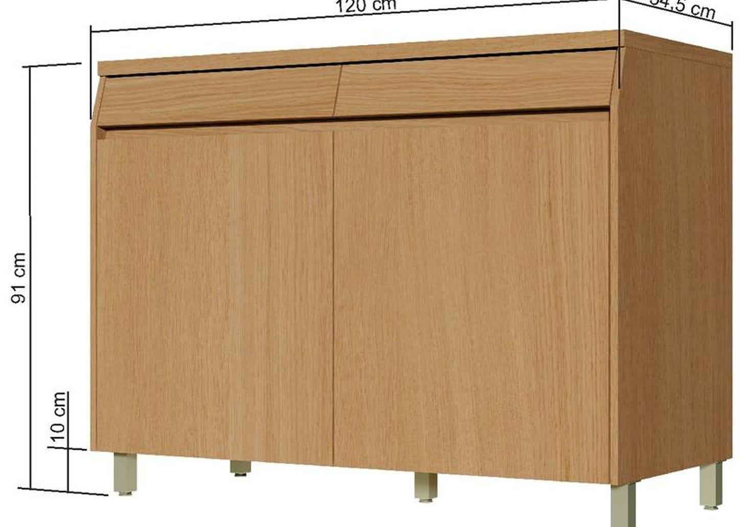 Balcão de Cozinha Nesher 100% MDF 2 Portas 2 Gavetas Simone Mendes