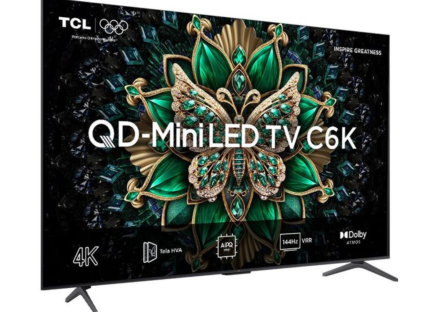 Smart TV 55" TCL 4K UHD MiniLED 55C6K 120Hz Google TV AiPQ Google Assistente 4 HDMI 2 USB