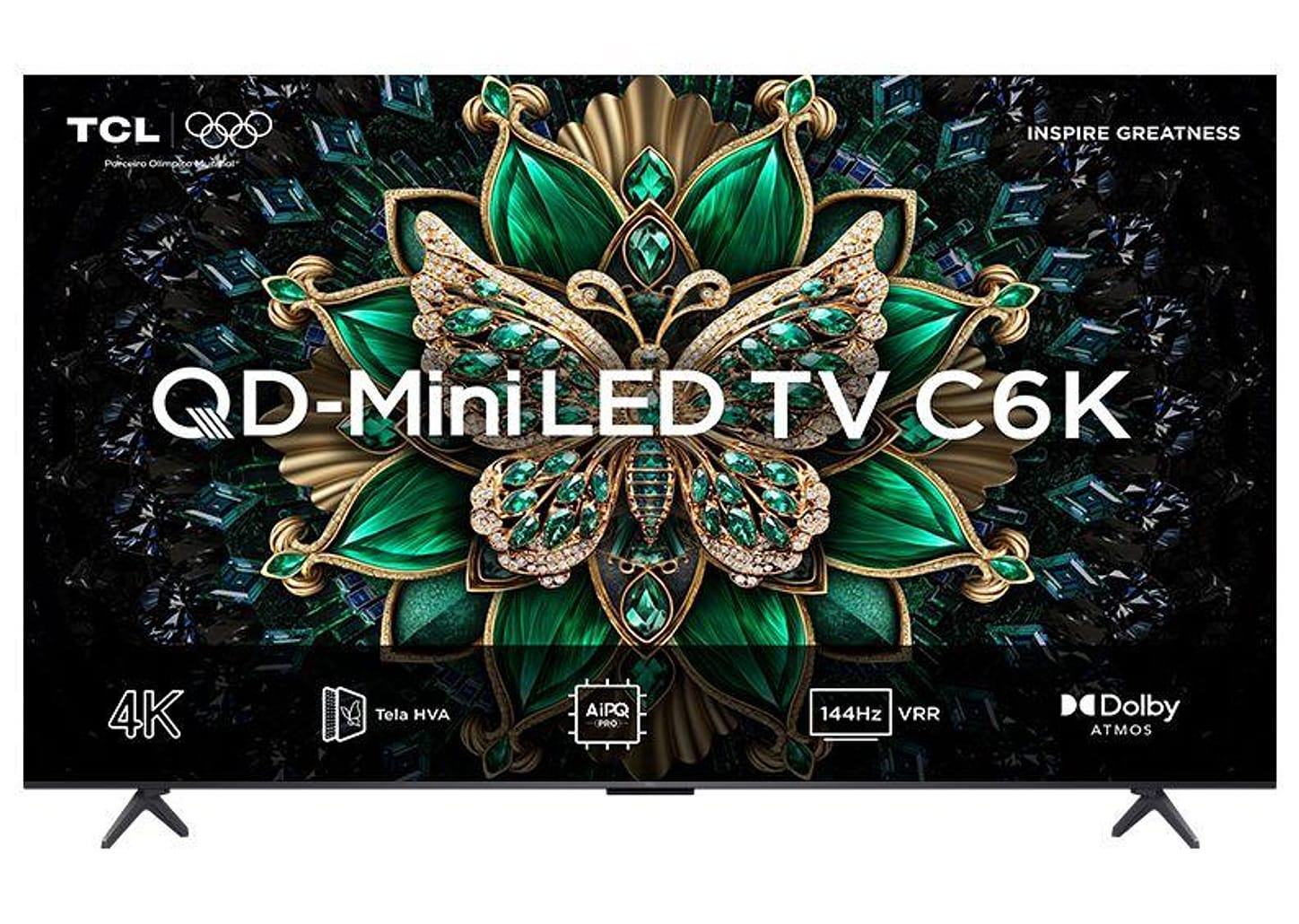 Smart TV 55" TCL 4K UHD MiniLED 55C6K 120Hz Google TV AiPQ Google Assistente 4 HDMI 2 USB