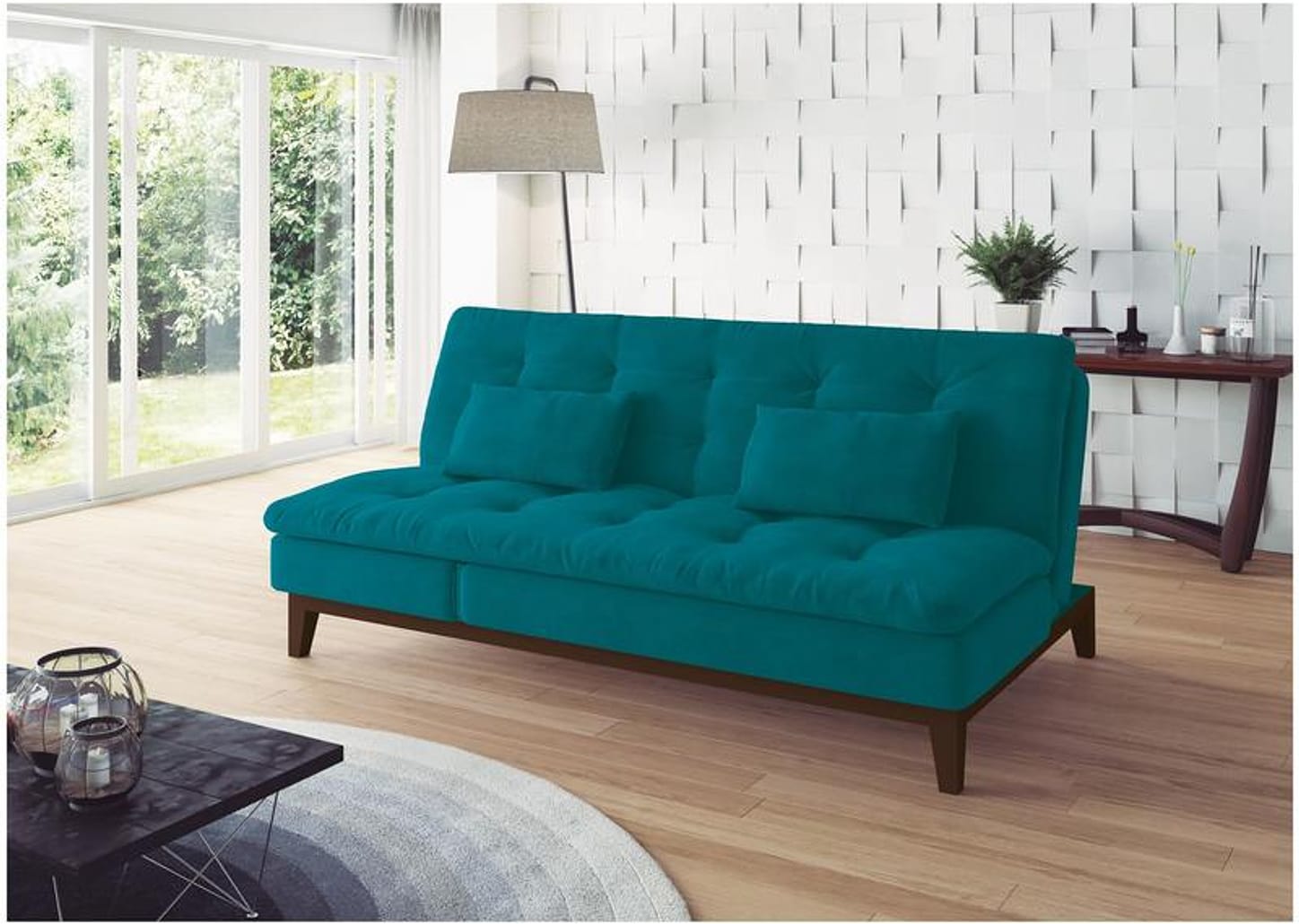 Sofá-cama 3 Lugares Reclinável Suede Linoforte Jade