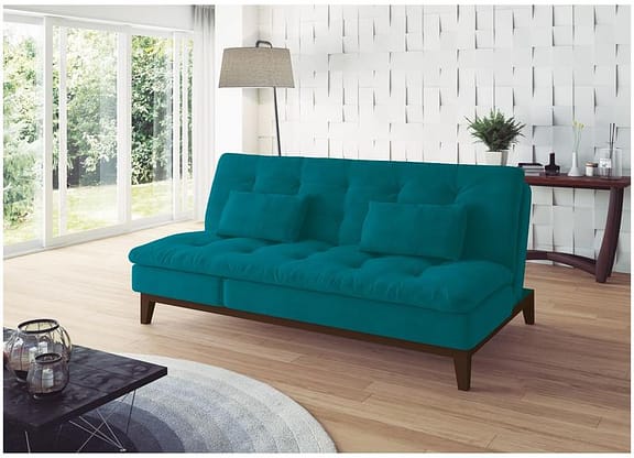 Sofá-cama 3 Lugares Reclinável Suede Linoforte Jade