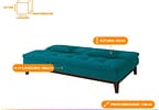 Sofá-cama 3 Lugares Reclinável Suede Linoforte Jade