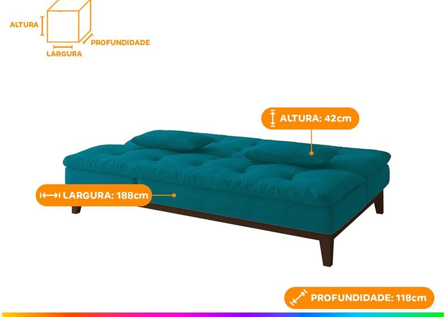 Sofá-cama 3 Lugares Reclinável Suede Linoforte Jade