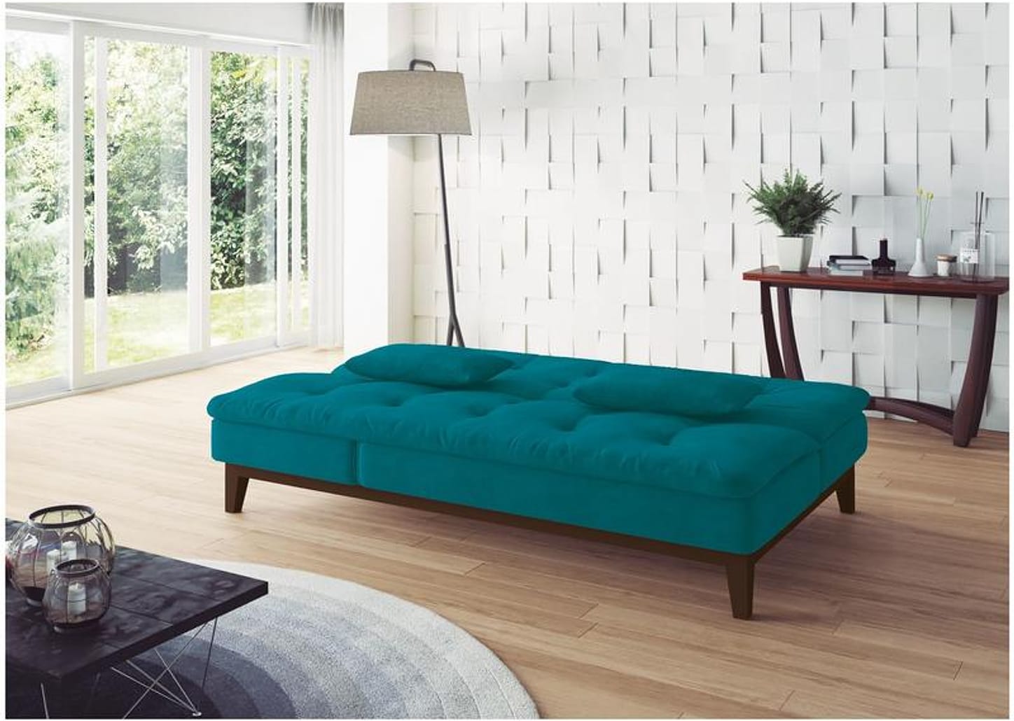 Sofá-cama 3 Lugares Reclinável Suede Linoforte Jade