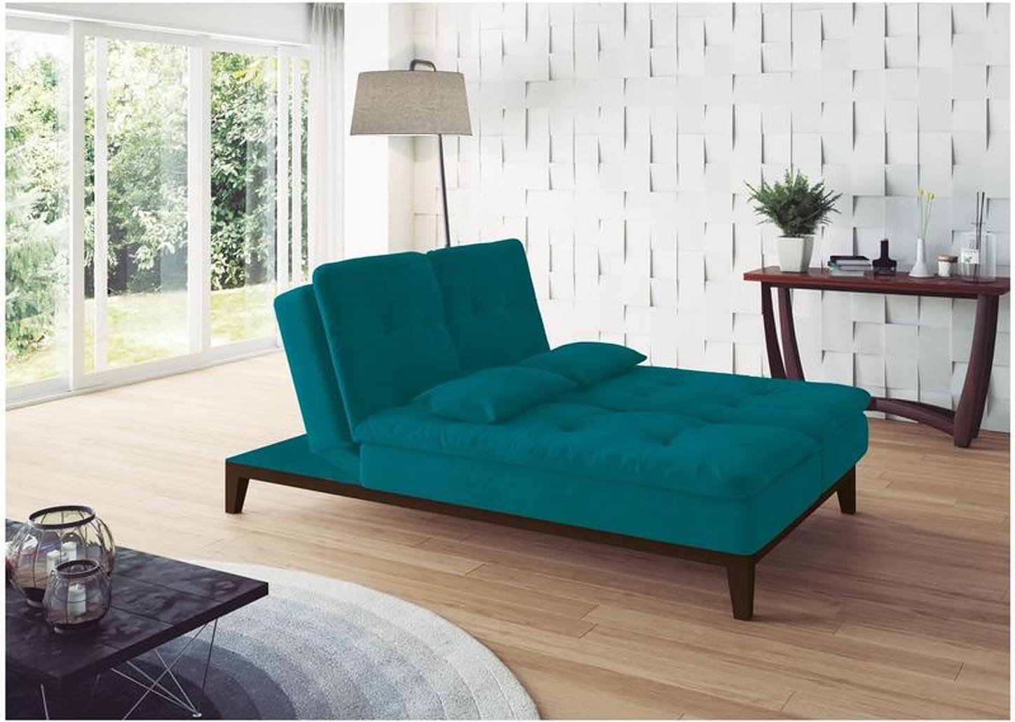 Sofá-cama 3 Lugares Reclinável Suede Linoforte Jade