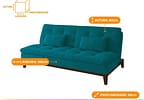 Sofá-cama 3 Lugares Reclinável Suede Linoforte Jade