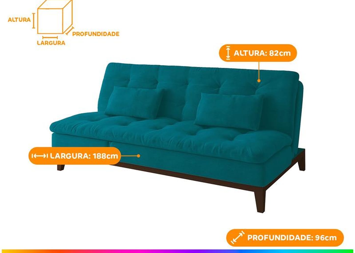 Sofá-cama 3 Lugares Reclinável Suede Linoforte Jade