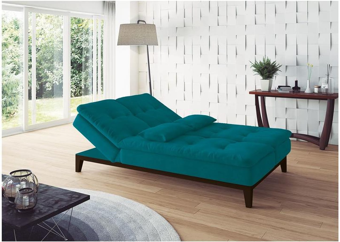 Sofá-cama 3 Lugares Reclinável Suede Linoforte Jade