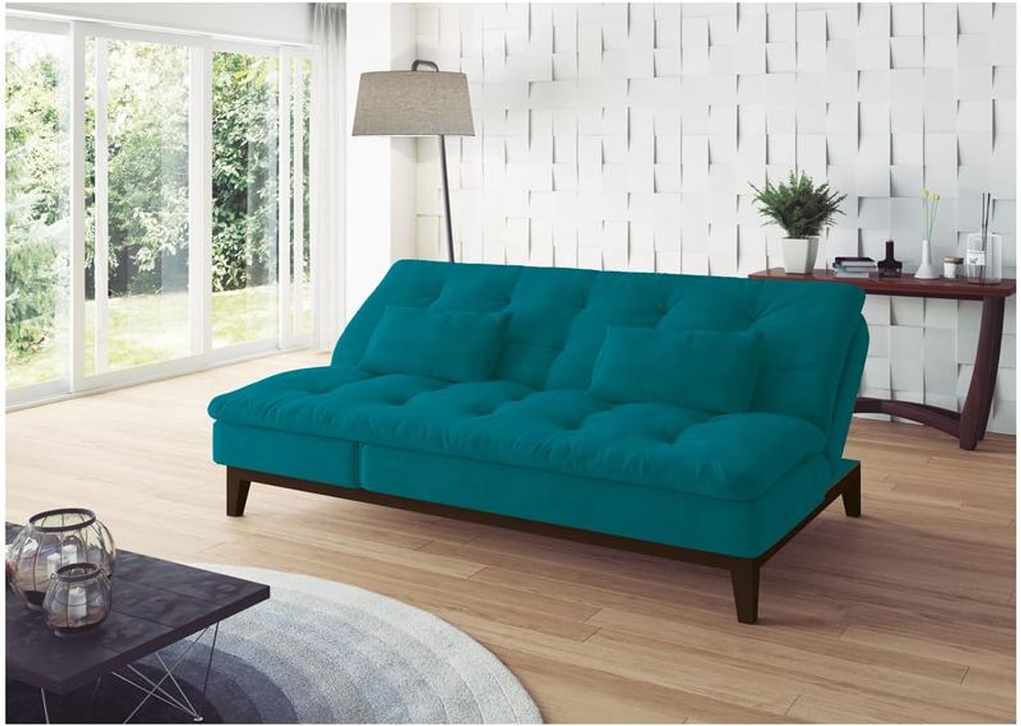 Sofá-cama 3 Lugares Reclinável Suede Linoforte Jade