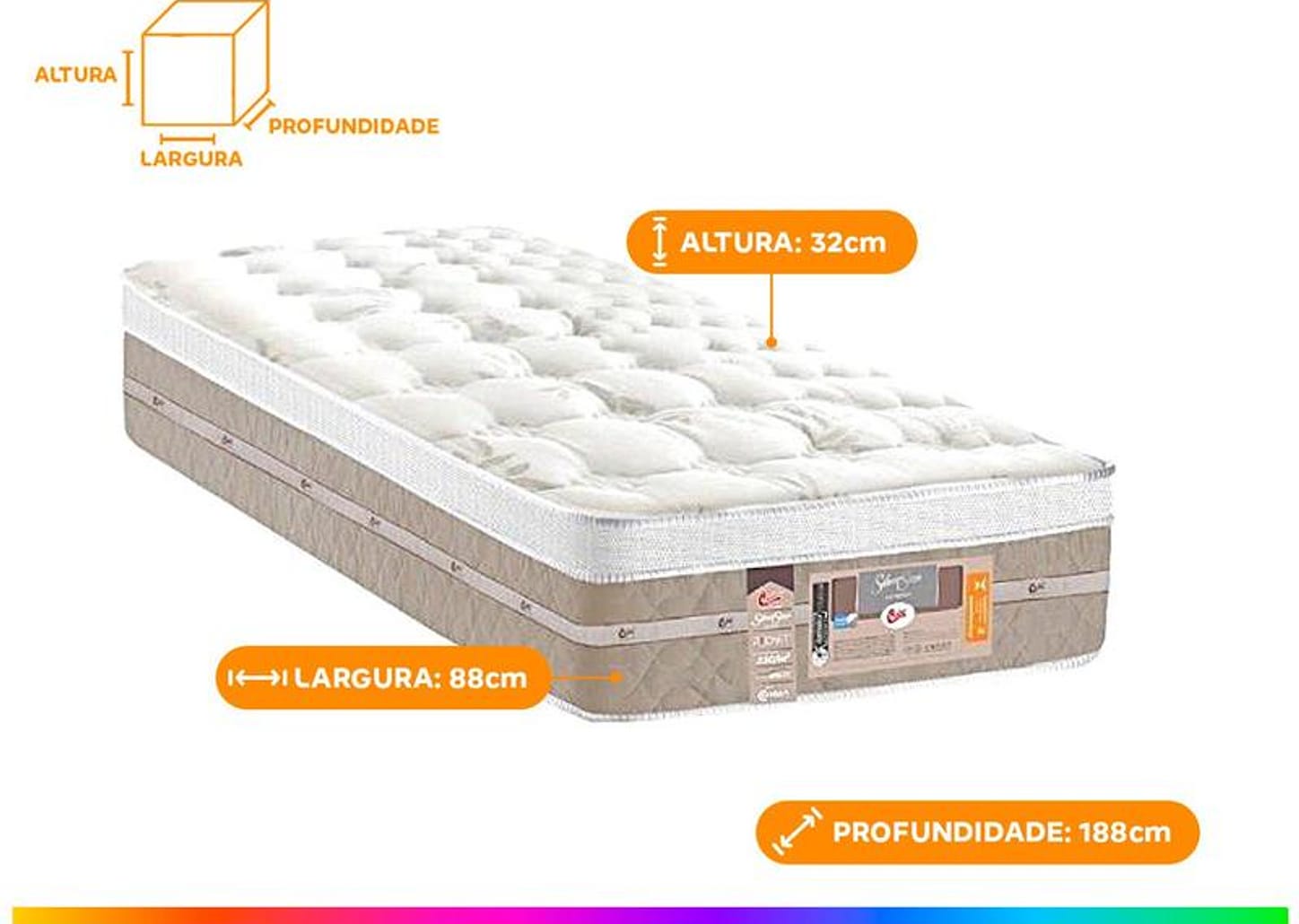 Colchão Solteiro Castor de Mola 32x88x188cm Silver Star One Face