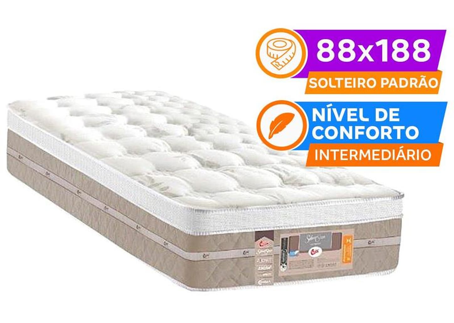 Colchão Solteiro Castor de Mola 32x88x188cm Silver Star One Face