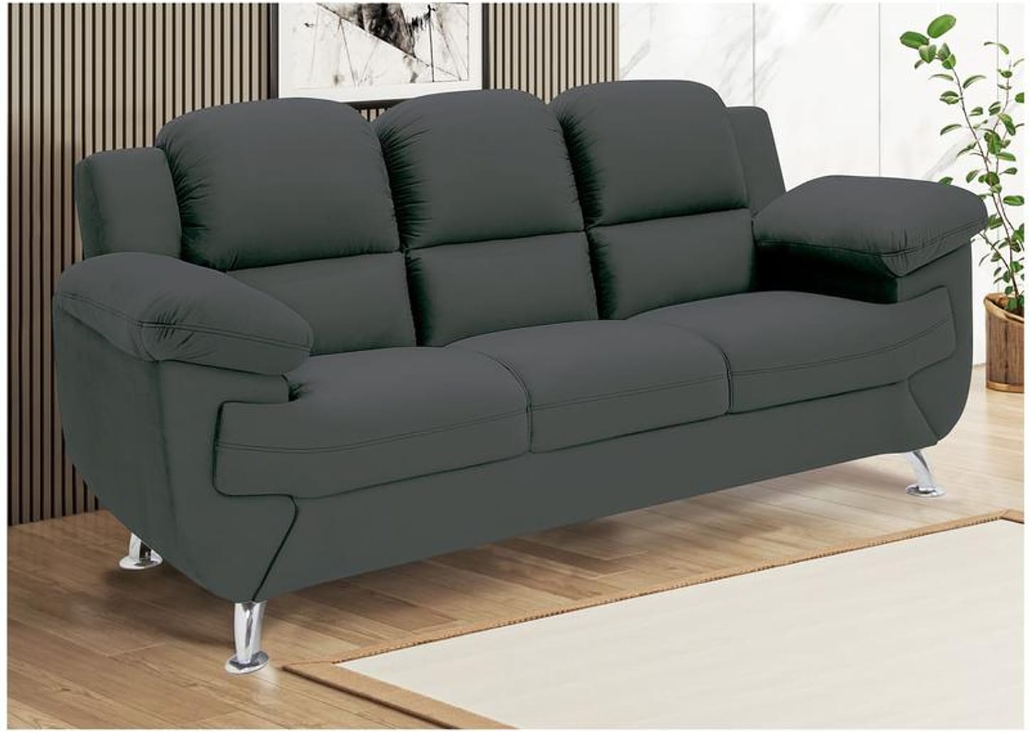 Sofá 3 Lugares Suede Spazium Linoforte