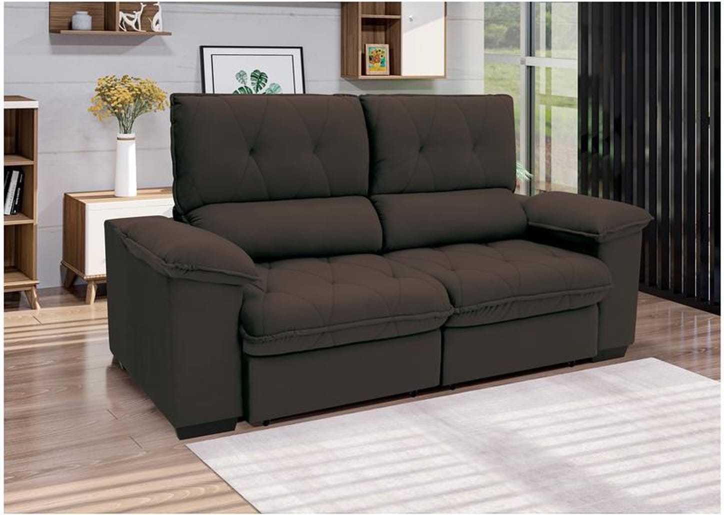 Sofá 3 Lugares Retrátil Reclinável Suede Hannover Linoforte