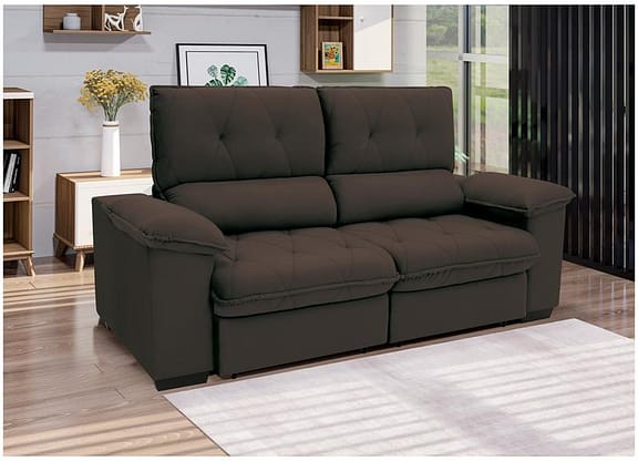 Sofá 3 Lugares Retrátil Reclinável Suede Hannover Linoforte