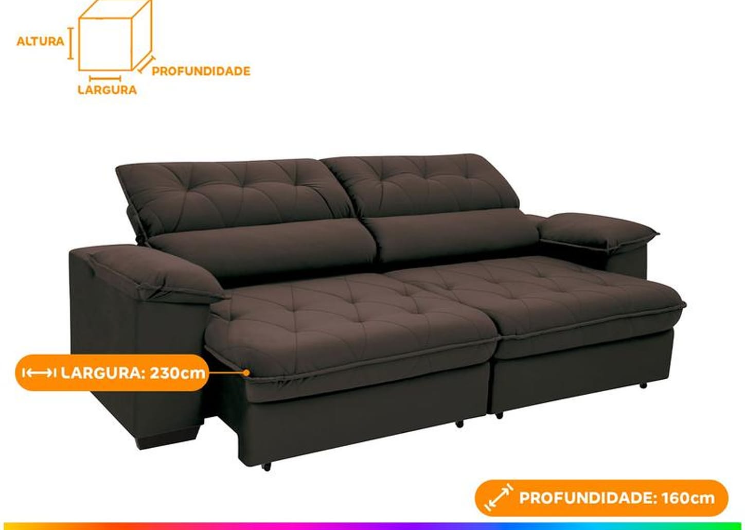 Sofá 4 Lugares Retrátil Reclinável Suede Hannover Linoforte