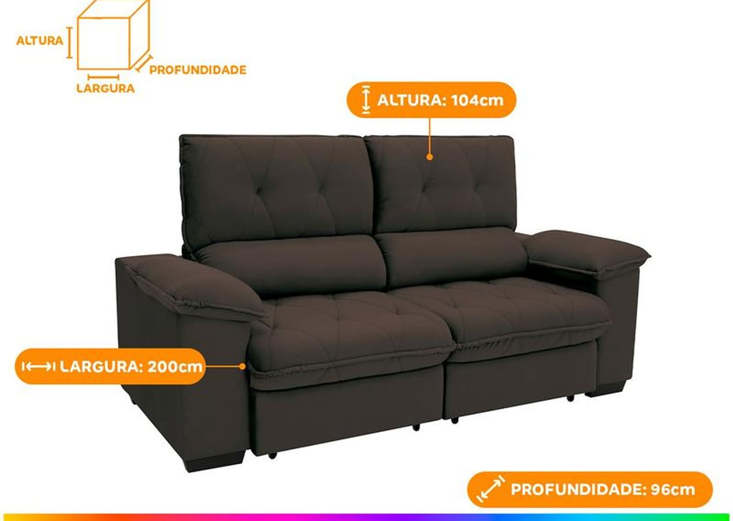 Sofá 3 Lugares Retrátil Reclinável Suede Hannover Linoforte