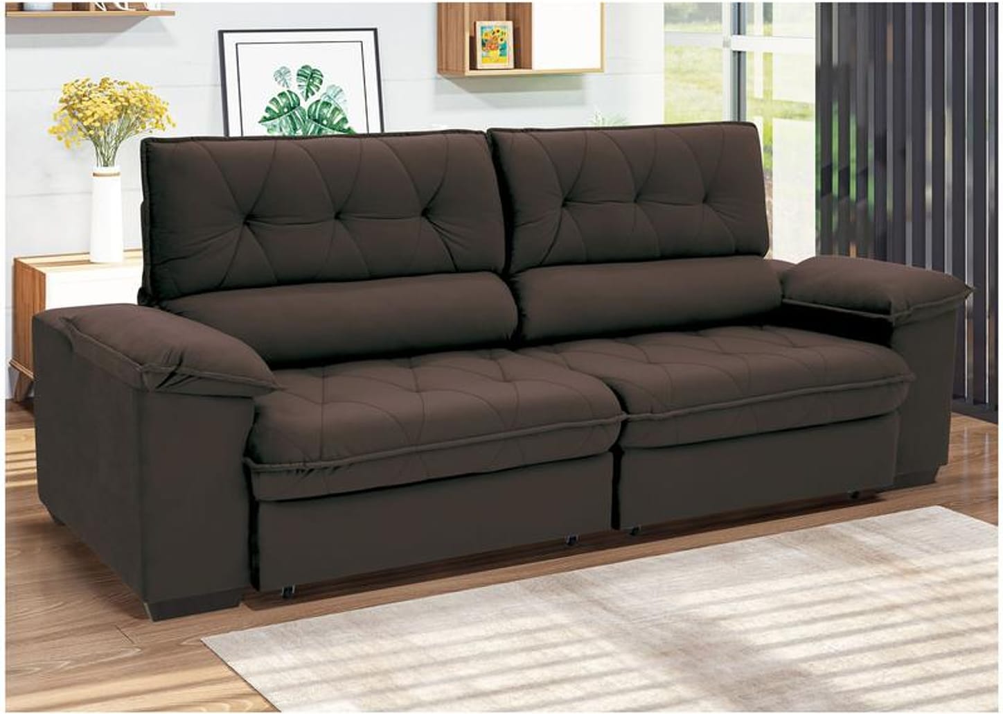 Sofá 4 Lugares Retrátil Reclinável Suede Hannover Linoforte