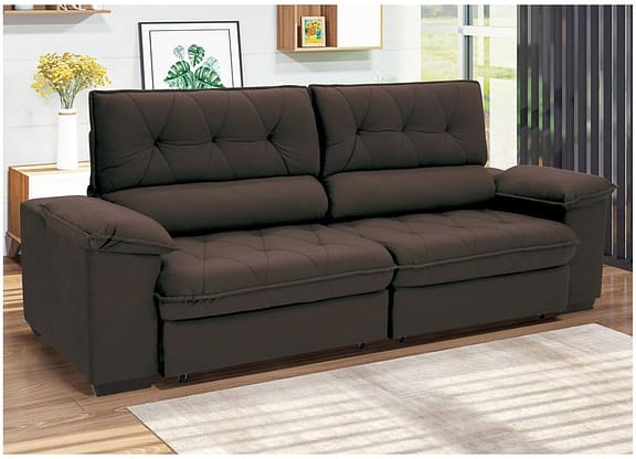 Sofá 4 Lugares Retrátil Reclinável Suede Hannover Linoforte