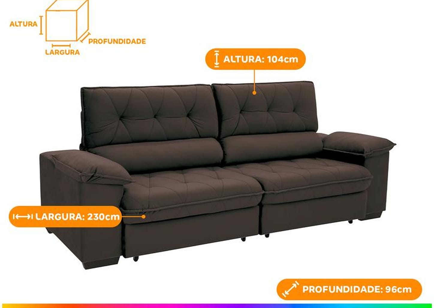 Sofá 4 Lugares Retrátil Reclinável Suede Hannover Linoforte