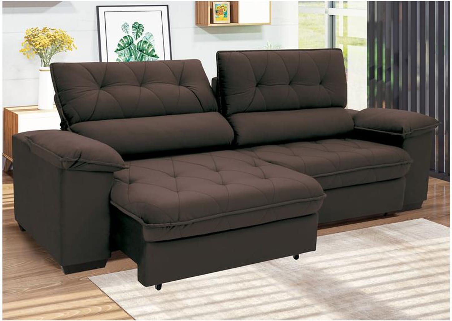 Sofá 4 Lugares Retrátil Reclinável Suede Hannover Linoforte