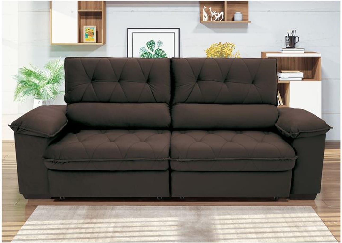 Sofá 4 Lugares Retrátil Reclinável Suede Hannover Linoforte