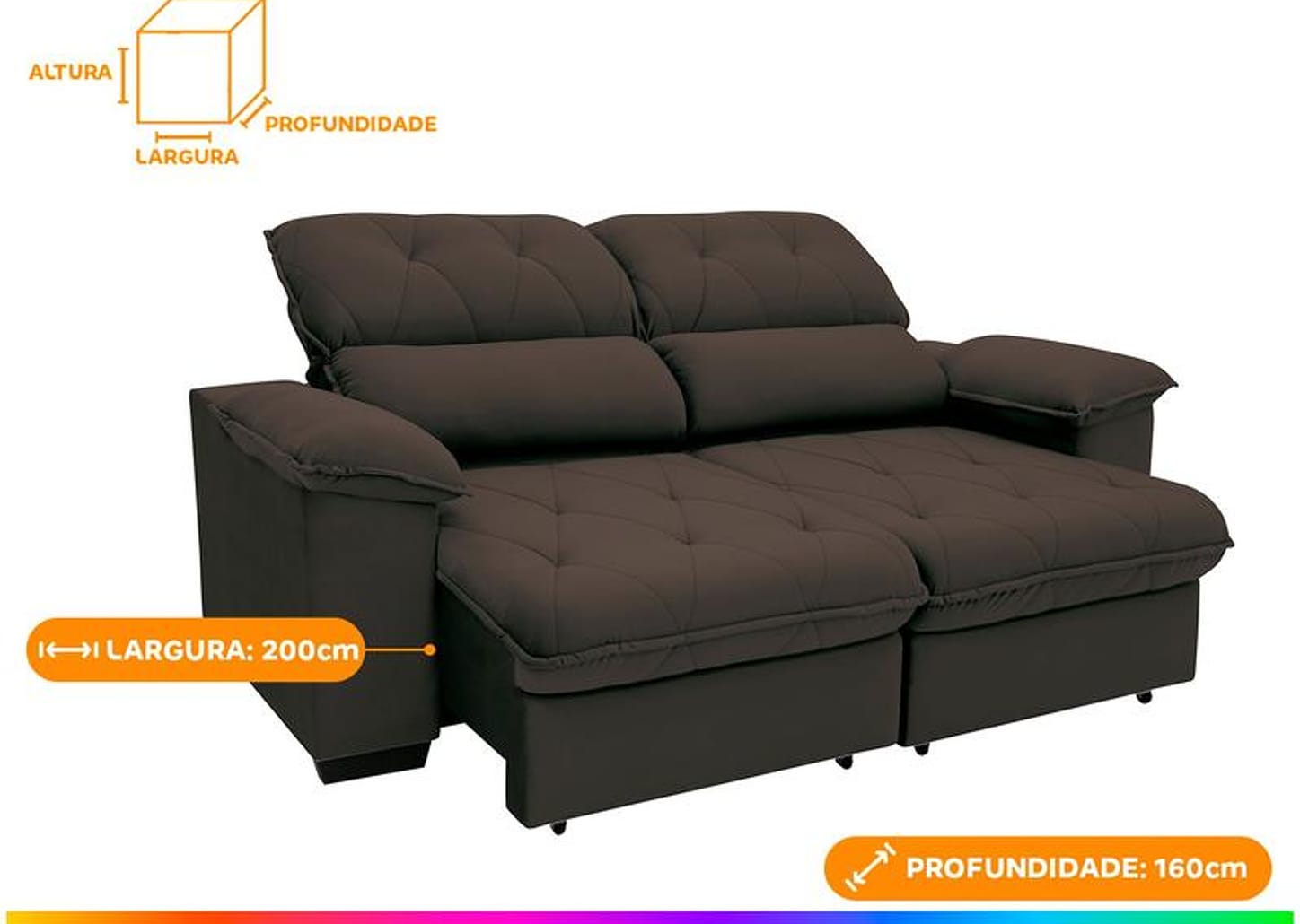 Sofá 3 Lugares Retrátil Reclinável Suede Hannover Linoforte