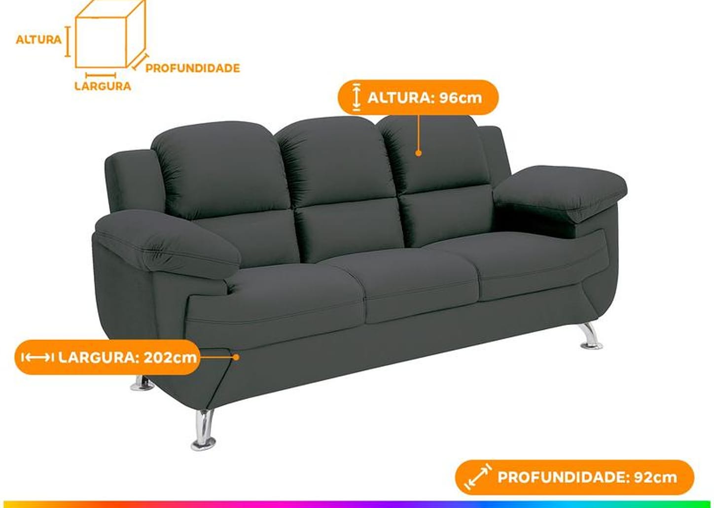 Sofá 3 Lugares Suede Spazium Linoforte