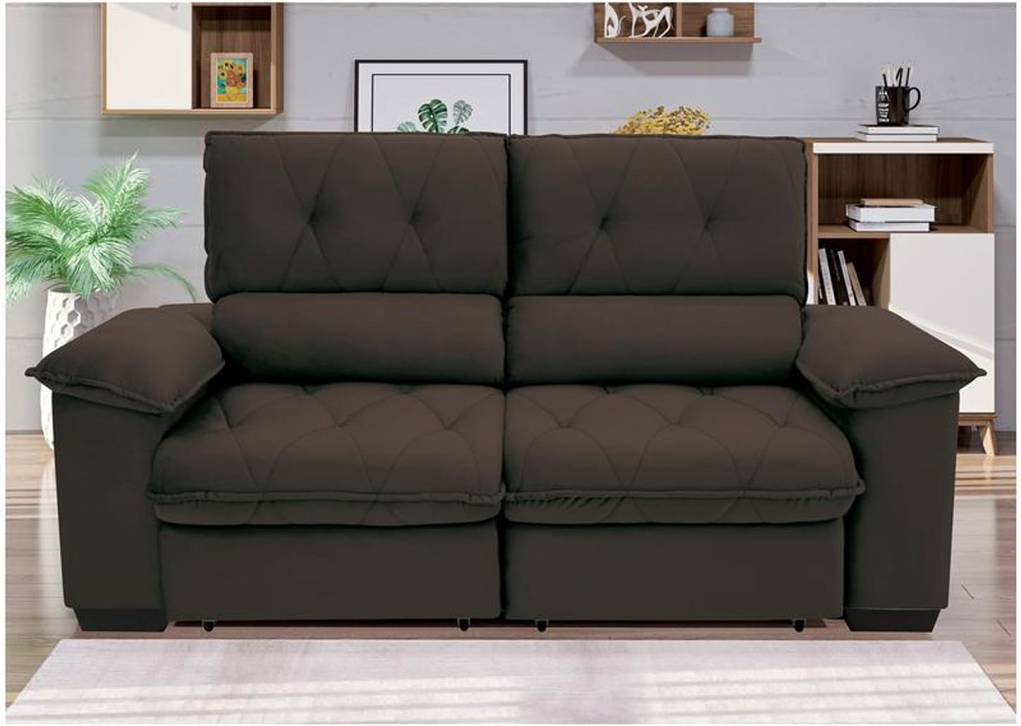 Sofá 3 Lugares Retrátil Reclinável Suede Hannover Linoforte