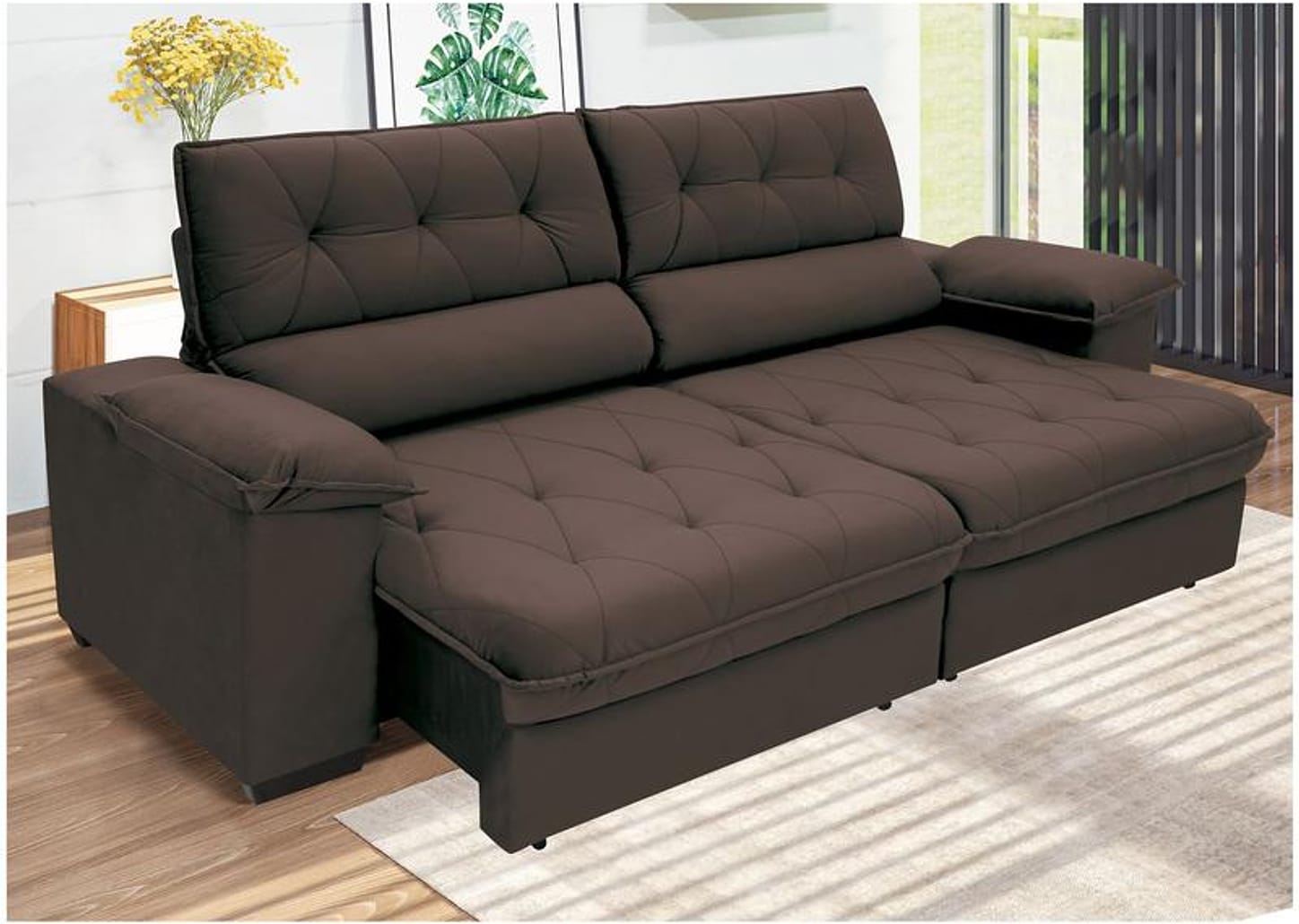 Sofá 4 Lugares Retrátil Reclinável Suede Hannover Linoforte