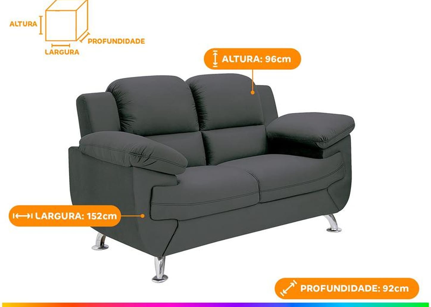 Sofá 2 Lugares Suede Spazium Linoforte