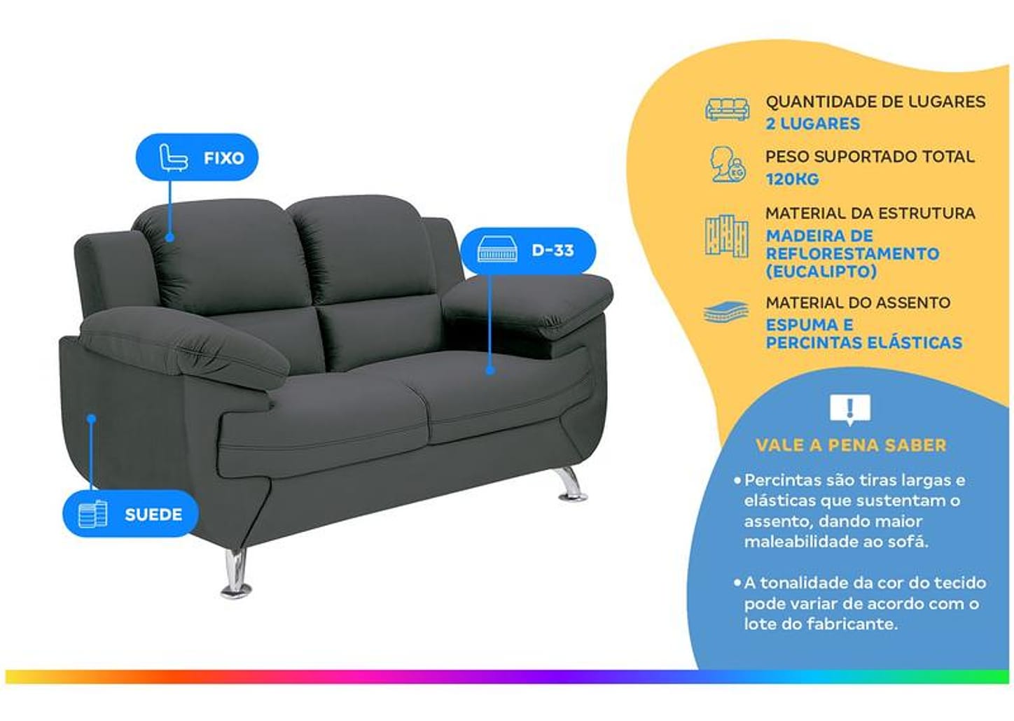 Sofá 2 Lugares Suede Spazium Linoforte