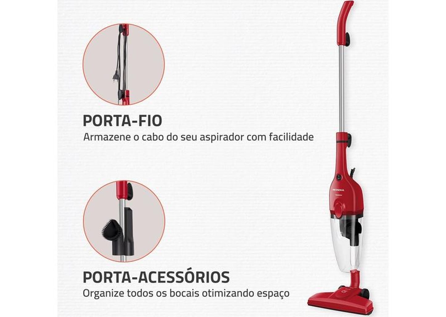 Aspirador de Pó 2 em 1 Mondial 1500W Turbo Cycle AP-40-R Vermelho e Preto