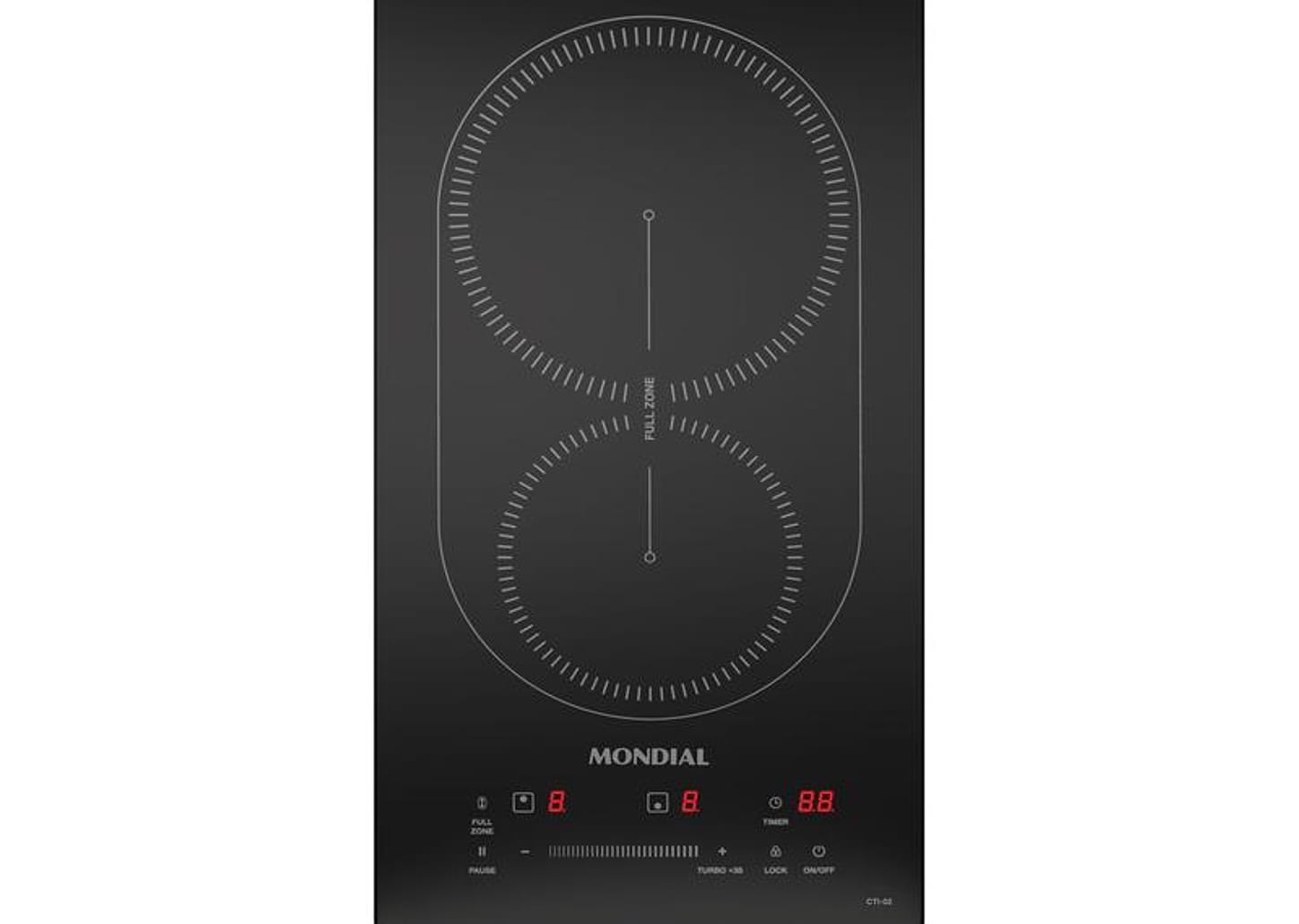 Cooktop 2 Bocas Indução Mondial Touch Preto Acendimento Automático CTI-02
