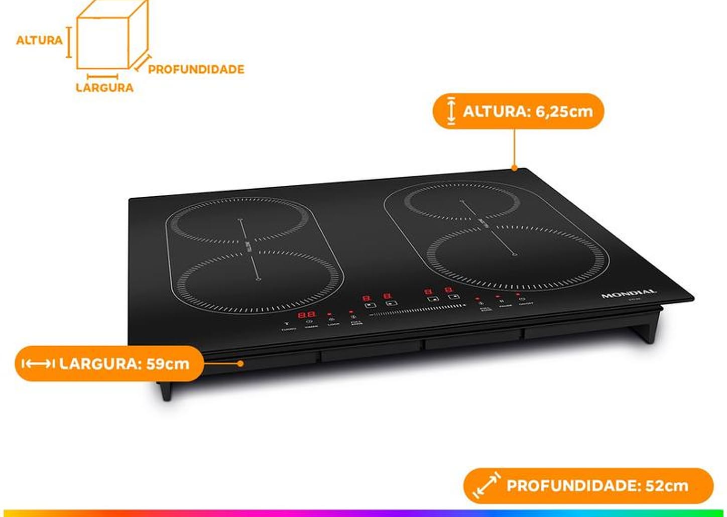 Cooktop 4 Bocas Indução Mondial Touch Preto Acendimento Automático CTI-03