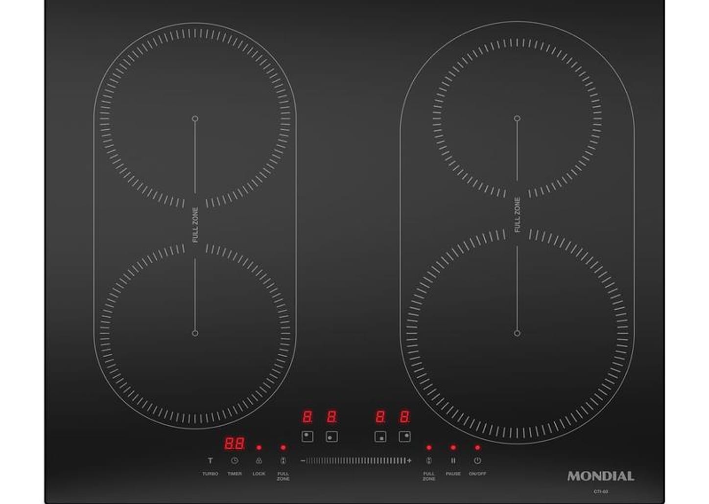 Cooktop 4 Bocas Indução Mondial Touch Preto Acendimento Automático CTI-03