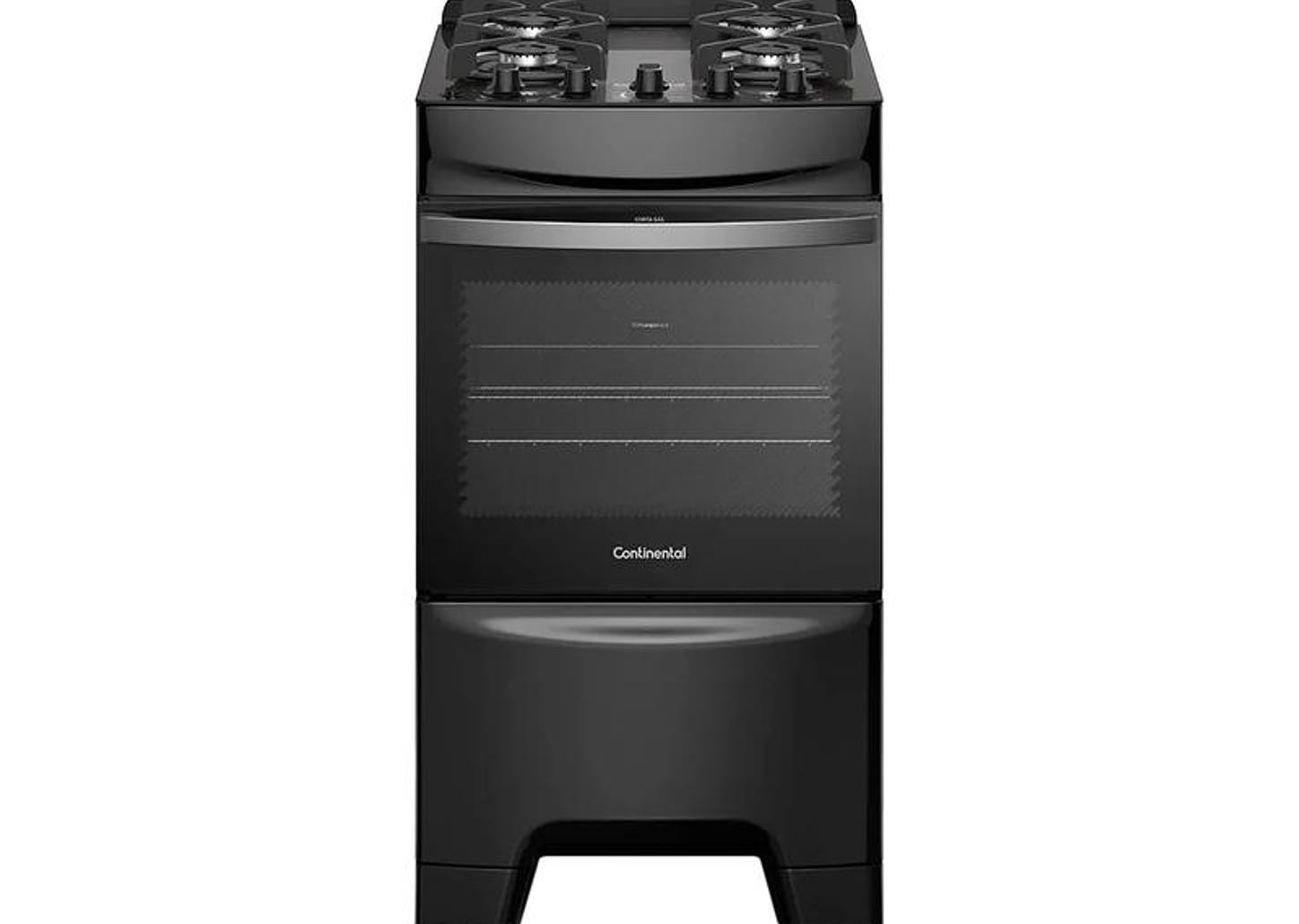 Fogão 4 Bocas Continental Inox Preto FC4GB