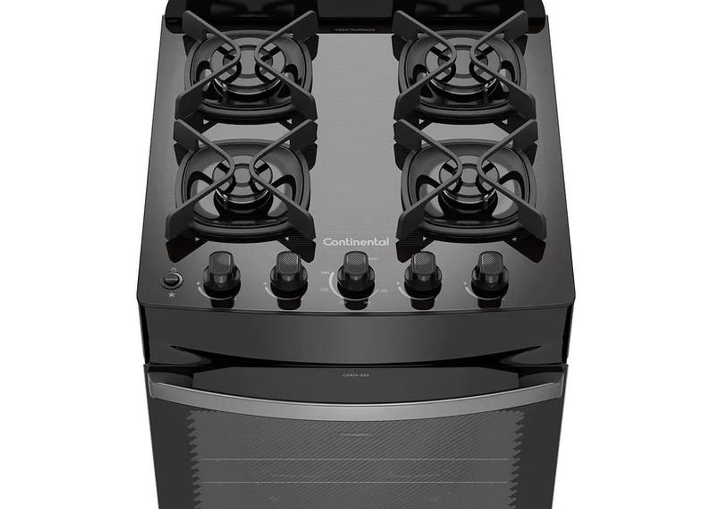 Fogão 4 Bocas Continental Inox Preto FC4GB