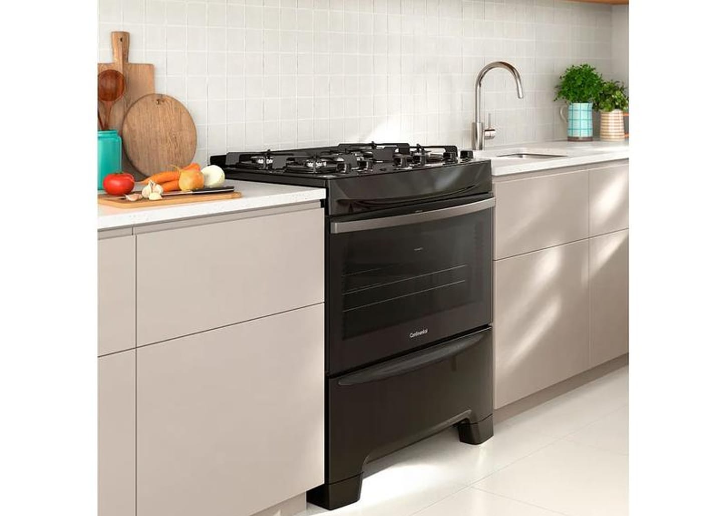 Fogão 5 Bocas Continental Inox Preto FC5GB