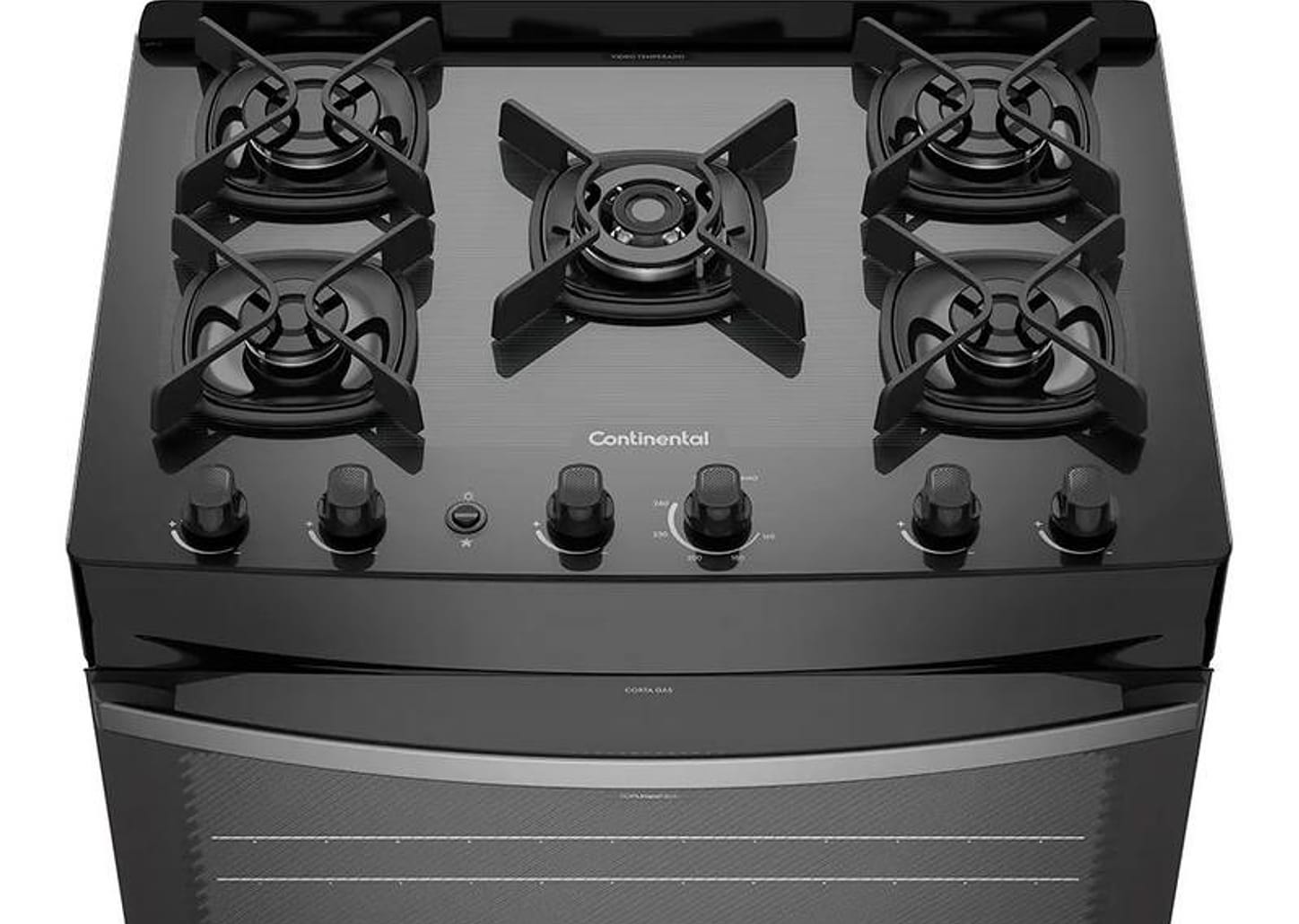 Fogão 5 Bocas Continental Inox Preto FC5GB