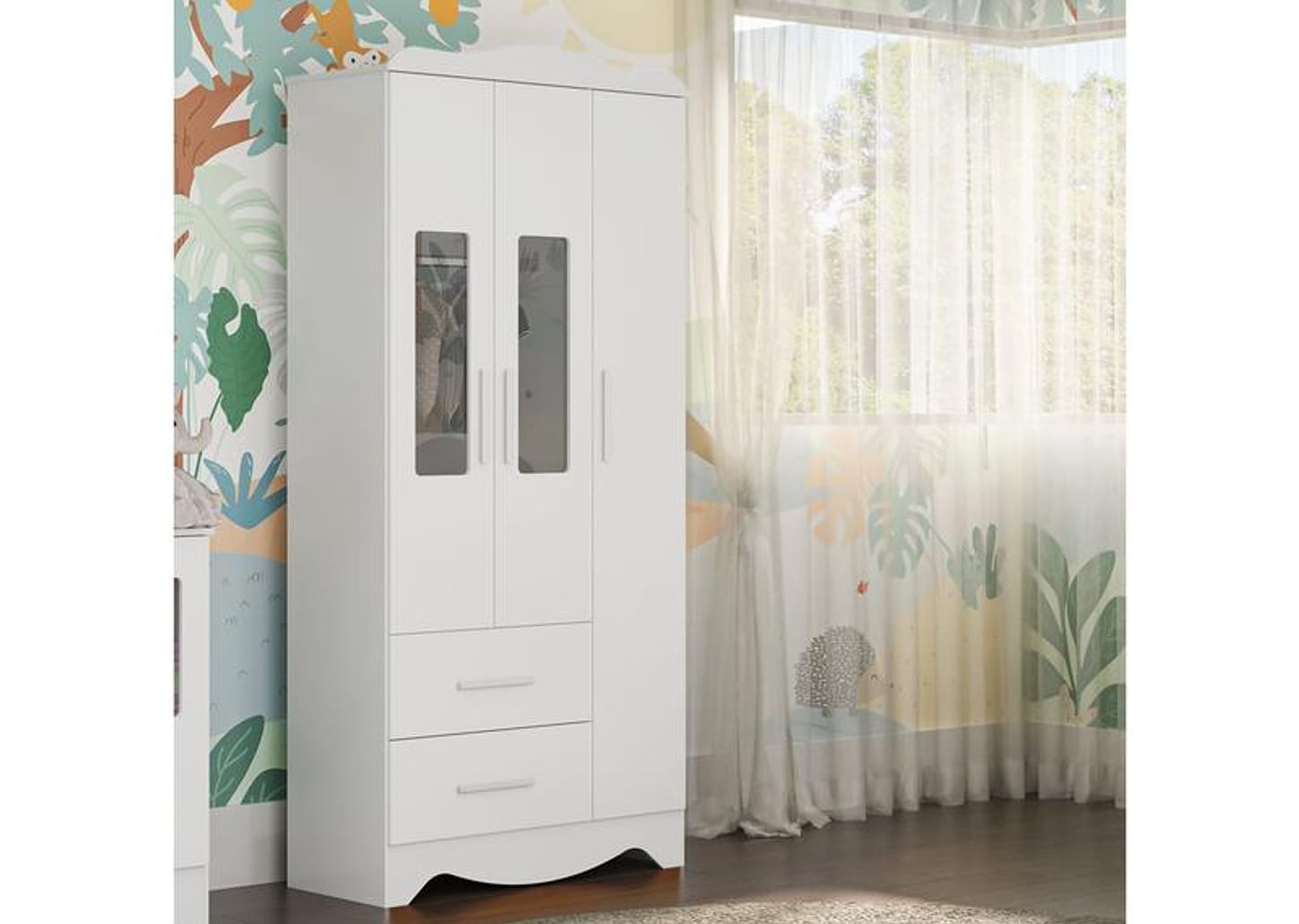 Guarda-roupa 2 Gavetas 3 Portas Moveis Peroba Harmonia