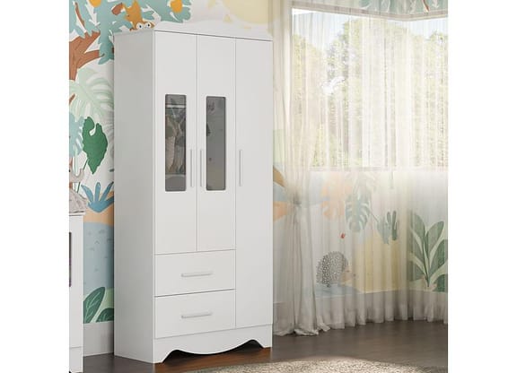 Guarda-roupa 2 Gavetas 3 Portas Moveis Peroba Harmonia