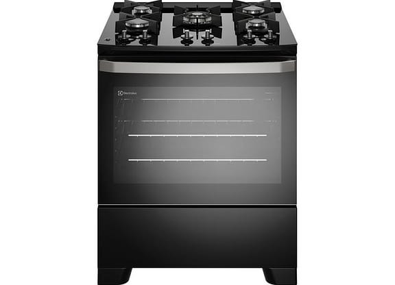 Fogão 5 Bocas Electrolux Inox Preto Mesa de Vidro Efficient FE5GB