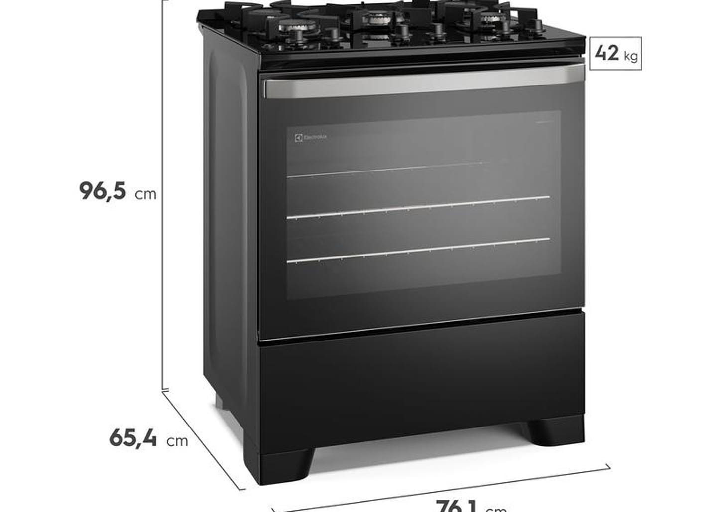 Fogão 5 Bocas Electrolux Inox Preto Mesa de Vidro Efficient FE5GB
