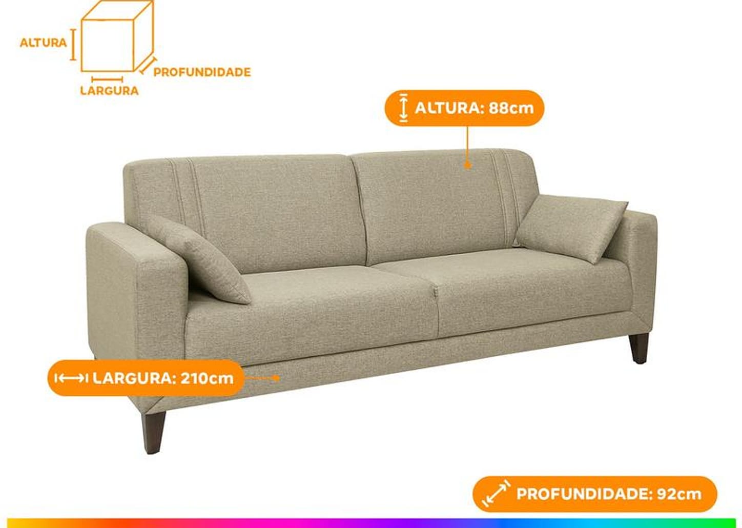 Sofá 4 Lugares Linho Lyon A2 Linoforte