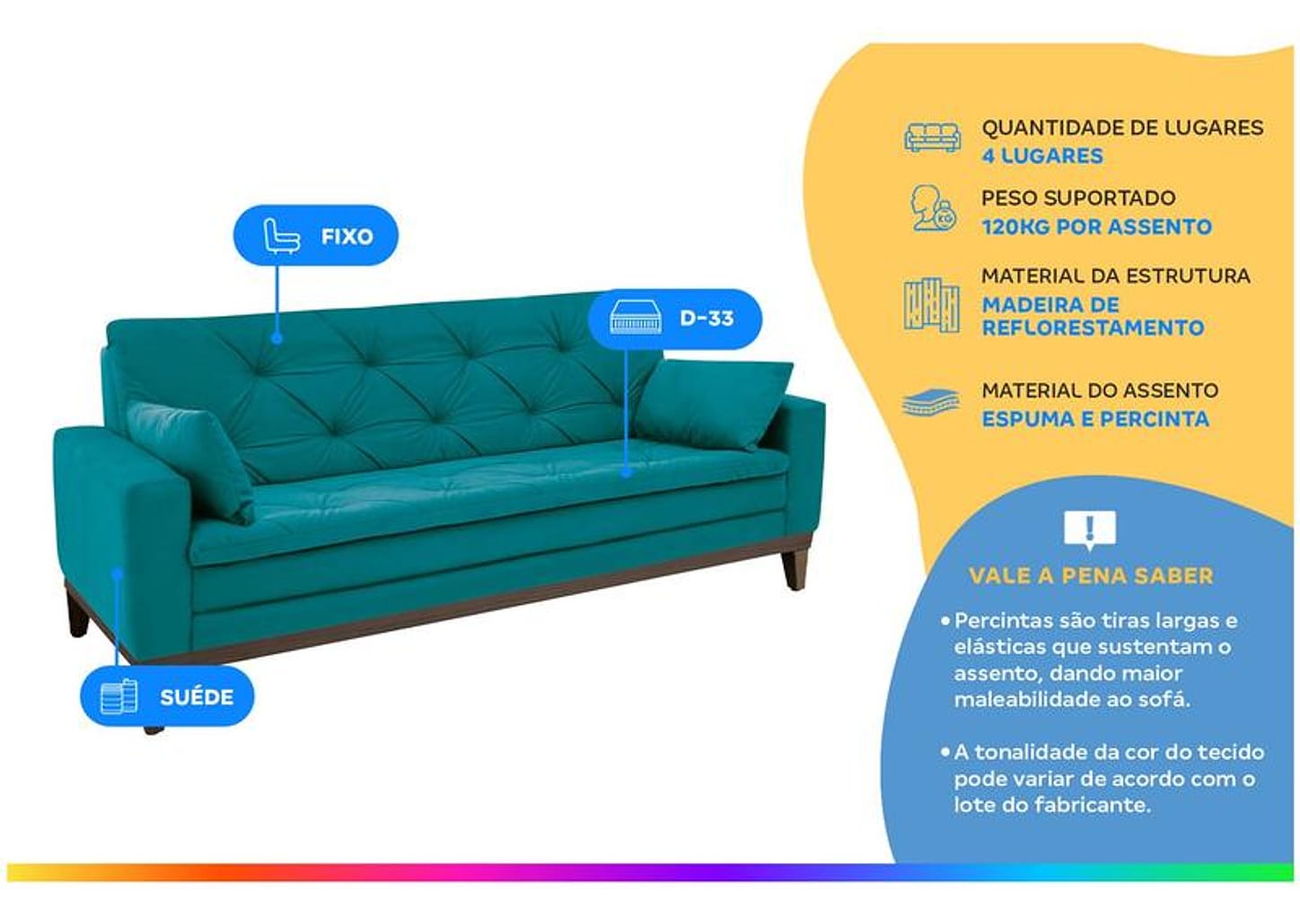 Sofá 4 Lugares Suede Vivaldi Linoforte