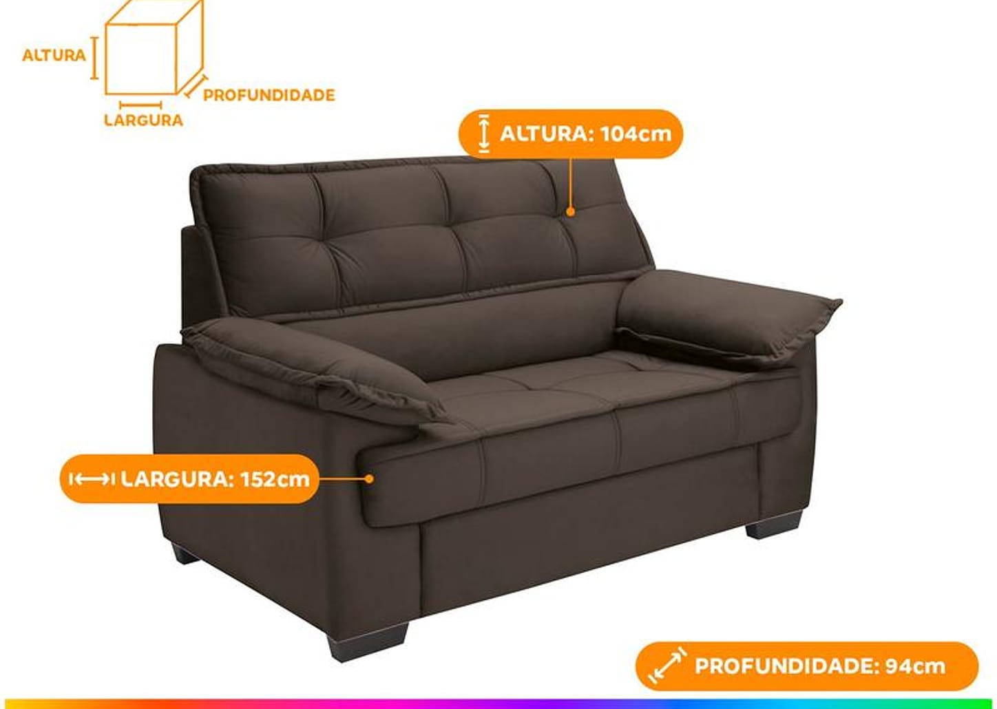 Conjunto de Sofás 2 e 3 Lugares Lisboa Linoforte